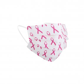 Pink Ribbon Mondkap - Wit Lintje